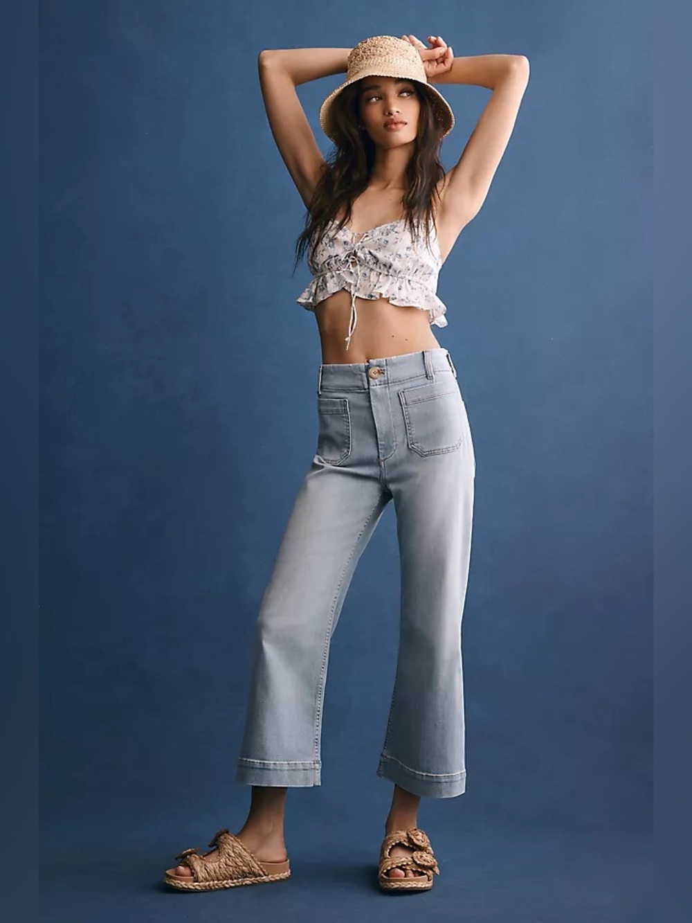 NWOT ANTHROPOLOGIE MAEVE Colette High-Rise Wide-Leg Cropped Jeans | MSRP $138